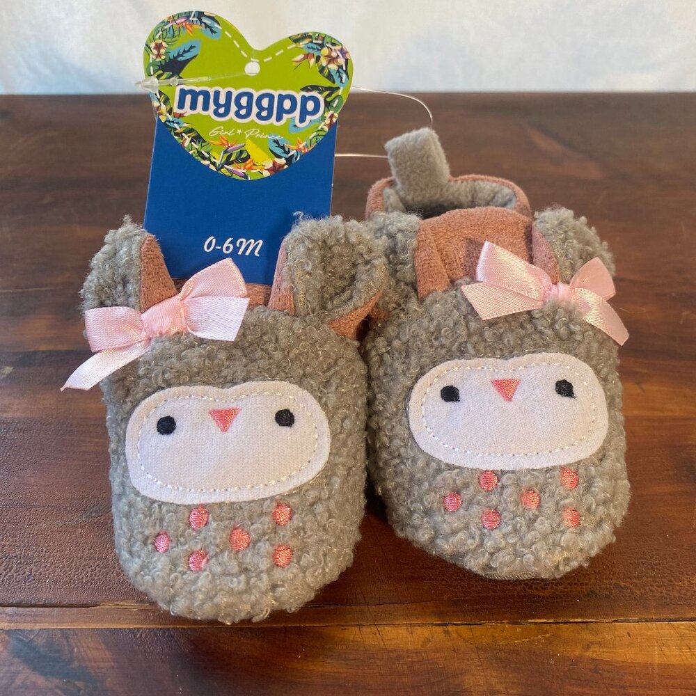 MYGGPP Newborn Girls 0-6m Pink Owl Slippers